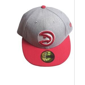 Atlanta Hawks New Era 59Fifty Low Crown Gray Red Two Tone 7 1/2 Fitted Hat Cap